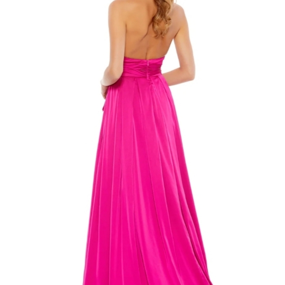 NWT Mac duggal CHARMEUSE HALTER STRAP SOFT TIE WAIST GOWN Size 6 - Picture 7 of 7